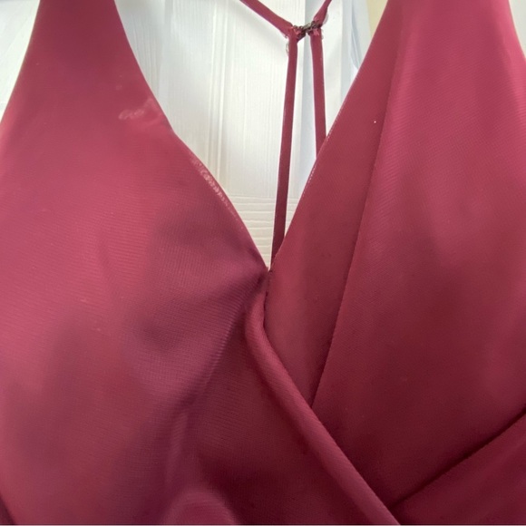 Azazie Burgundy Bridesmaid Dress - A-line with slit - custom size - Picture 5 of 16